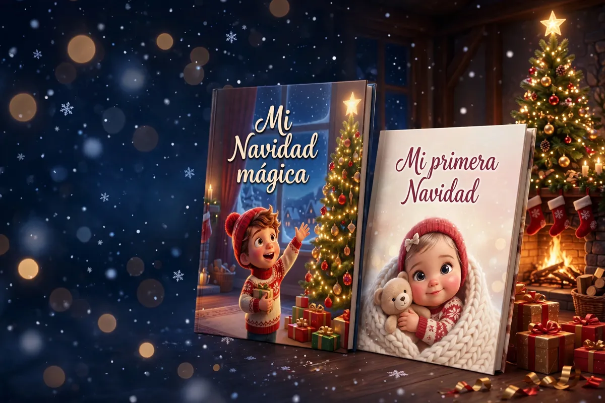 Los dos libros de Navidad colocados al pie del árbol, entre los regalos